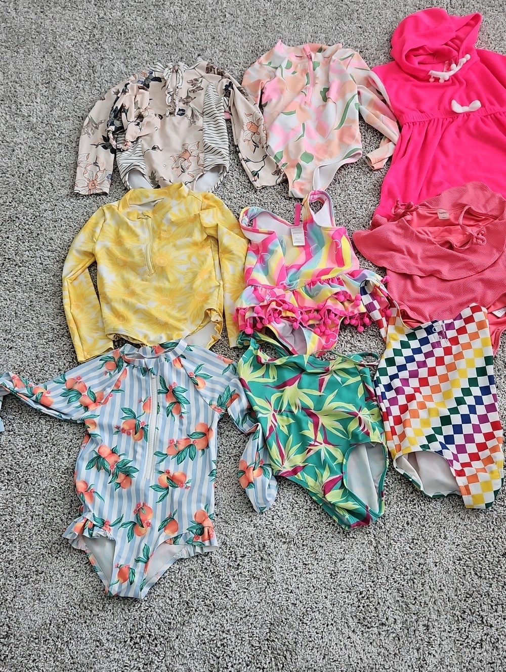 Carter's Pink Peach Green Floral Girls' Rash Guard 9 Take 1 Or All Make Offer